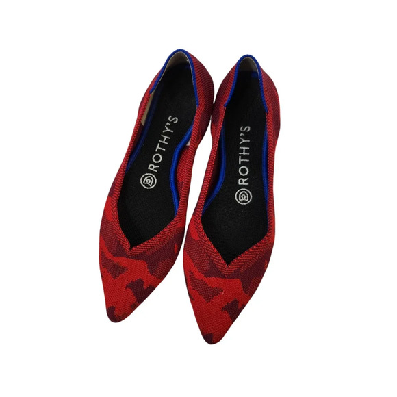 Rothy's The Point Red Camo Pointed Toe Flats Size W7 - Picture 4 of 9